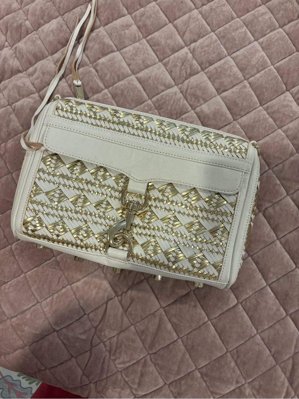 Rebecca Minkoff Cream & Gold Woven Crossbody